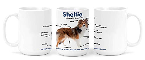 Großer Becher/Jumbo Tasse weiß 450ml - Alternative Anatomie Shetland Dog/Sheltie von Merchandise for Fans