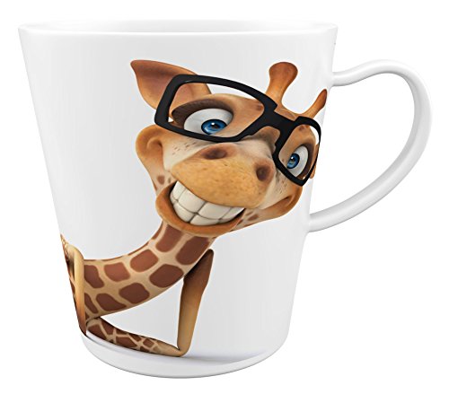 Merchandise for Fans Hipster Giraffe mit Brille |Latte Macchiato Becher Kaffeebecher mit Fotodruck |008 von Merchandise for Fans