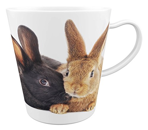 Merchandise for Fans Kaninchen/Hase|Latte Macchiato Becher Kaffeebecher mit Fotodruck |001 von Merchandise for Fans