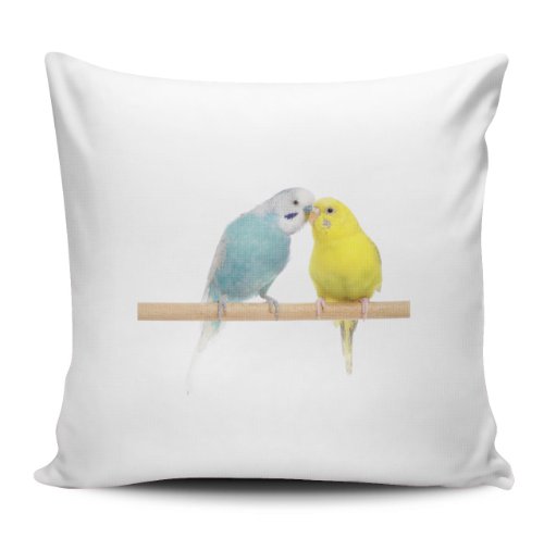 Merchandise for Fans Kissenhülle/Kissenbezug 40x40cm - Motiv: Wellensittich Paar| 008 von Merchandise for Fans