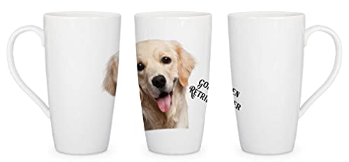 Merchandise for Fans Latte Macchiato Becher Kaffeebecher aus Keramik mit Fotodruck - 450ml - Motiv: Golden Retriever |002 von Merchandise for Fans