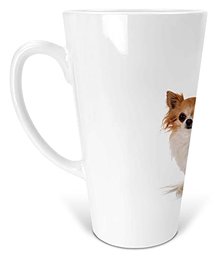 Merchandise for Fans Latte Macchiato Becher Kaffeebecher aus Keramik mit Fotodruck - 450ml - Motiv: Hund Chihuahua |002 von Merchandise for Fans