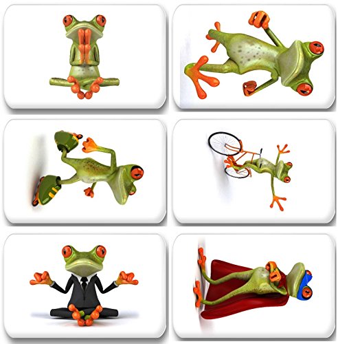 Merchandise for Fans Lustiger 3D Frosch - 6 rechteckige Kühlschrankmagnete 7X 4,5 cm - 10 für Memoboard Pinnwand Magnettafel Whiteboard von Merchandise for Fans