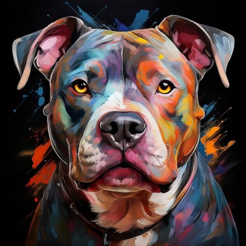Poster Bild Kunstdruck Wandbild Leinwand Canvas Gemälde 30x30cm - American Pitbull Terrier Poster Bild Kunstdruck Wandbild Leinwand Canvas Gemälde 30x30cm - American Pitbull Terrier von Merchandise for Fans