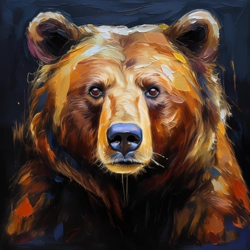 Merchandise for Fans Poster Bild Kunstdruck Wandbild Leinwand Canvas Gemälde 30x30cm - Bär Braunbär Grizzly von Merchandise for Fans