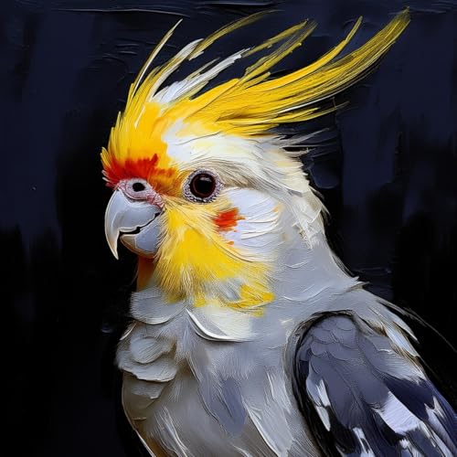 Merchandise for Fans Poster Bild Kunstdruck Wandbild Leinwand Canvas Gemälde 30x30cm - Vogel Nymphensittich von Merchandise for Fans