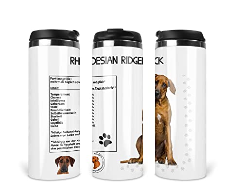 Reisebecher/Thermobecher/Isolierbecher/Edelstahl | 340 ml |Deckel | Motiv Lustige Nährwerte Rhodesian Ridgeback Reisebecher/Thermobecher/Isolierbecher/Edelstahl | 340 ml |Deckel | Motiv Lustige Nährwerte Rhodesian Ridgeback von Merchandise for Fans