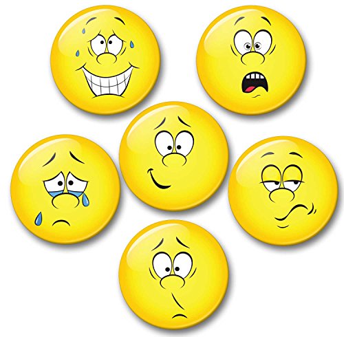 Merchandise for Fans Smiley Negative Gefühle schlechte Laune - 6 große Kühlschrankmagnete [ 02 ] für Memoboard Pinnwand Magnettafel Whiteboard von Merchandise for Fans