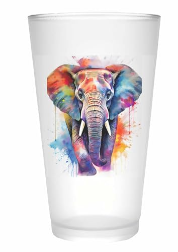 Merchandise for Fans Trinkglas |Saftglas | Glas | Becher | matt | 450ml - Afrikanischer Elefant 63 von Merchandise for Fans
