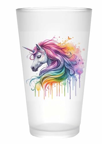 Merchandise for Fans Trinkglas |Saftglas | Glas | Becher | matt | 450ml - Fantasy Mystery Einhorn 62 von Merchandise for Fans