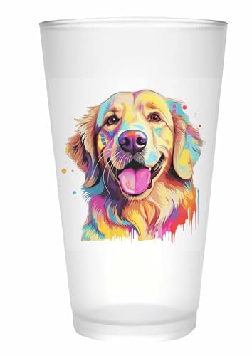 Merchandise for Fans Trinkglas |Saftglas | Glas | Becher | matt | 450ml - Hund Golden Retriever 82 von Merchandise for Fans