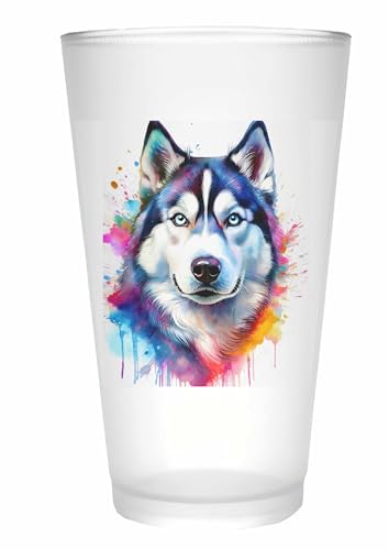 Merchandise for Fans Trinkglas |Saftglas | Glas | Becher | matt | 450ml - Hund Siberian Husky 93 von Merchandise for Fans