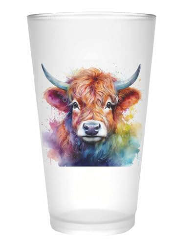 Merchandise for Fans Trinkglas |Saftglas | Glas | Becher | matt | 450ml - Kuh Hochland Rind 106 von Merchandise for Fans