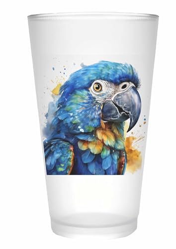 Merchandise for Fans Trinkglas |Saftglas | Glas | Becher | matt | 450ml - Vogel Papagei Ara blau 17 von Merchandise for Fans