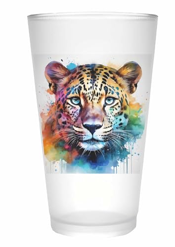 Merchandise for Fans Trinkglas |Saftglas | Glas | Becher | matt | 450ml - Wildtier Afrika Leopard 113 von Merchandise for Fans
