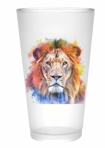 Merchandise for Fans Trinkglas |Saftglas | Glas | Becher | matt | 450ml - Wildtier Afrika Löwe 117 von Merchandise for Fans