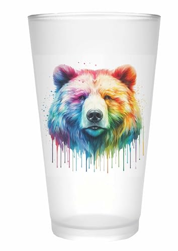 Merchandise for Fans Trinkglas |Saftglas | Glas | Becher | matt | 450ml - Wildtier Bär Braunbär Grizzly 21 von Merchandise for Fans