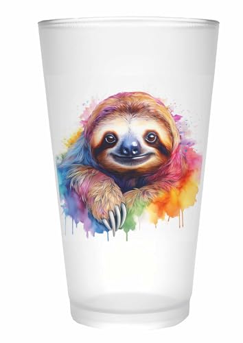 Merchandise for Fans Trinkglas |Saftglas | Glas | Becher | matt | 450ml - Wildtier Südamerika Faultier 72 von Merchandise for Fans