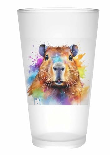 Merchandise for Fans Trinkglas |Saftglas | Glas | Becher | matt | 450ml - Wildtier Südamerika Wasserschwein Capybara 153 von Merchandise for Fans