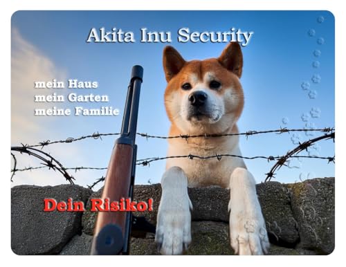 Merchandise for Fans Warnschild - Schild 20x30cm Motiv: Akita Inu Security (002) von Merchandise for Fans
