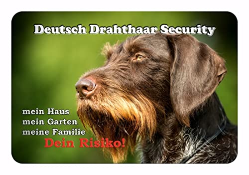 Merchandise for Fans Warnschild - Schild 20x30cm Motiv: Deutsch Drahthaar Security (01) von Merchandise for Fans