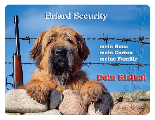 Merchandise for Fans Warnschild - Schild 20x30cm Motiv: Hund Briard Security (001) von Merchandise for Fans