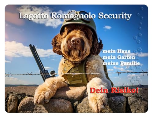 Merchandise for Fans Warnschild - Schild 20x30cm Motiv: Hund Lagotto Romagnolo Security(02) von Merchandise for Fans