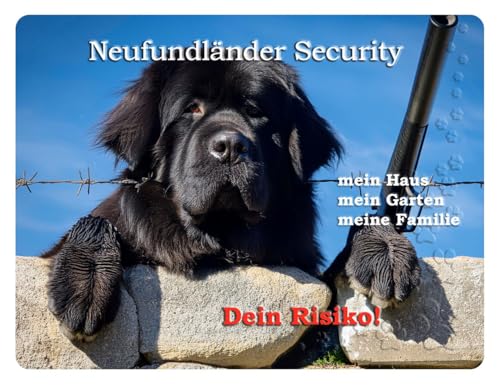 Merchandise for Fans Warnschild - Schild 20x30cm Motiv: Hund Neufundländer Security (001) von Merchandise for Fans