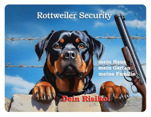 Merchandise for Fans Warnschild - Schild 20x30cm Motiv: Hund Rottweiler Security (005) von Merchandise for Fans