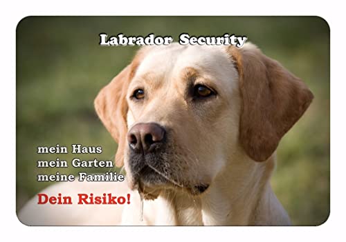 Merchandise for Fans Warnschild - Schild 20x30cm Motiv: Labrador Retriever Security (04) von Merchandise for Fans