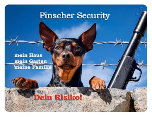 Merchandise for Fans Warnschild - Schild 20x30cm Motiv: Pinscher Security (002) von Merchandise for Fans