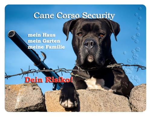 Merchandise for Fans Warnschild - Schild 30x40cm Motiv: Hund Cane Corso Security (05) von Merchandise for Fans