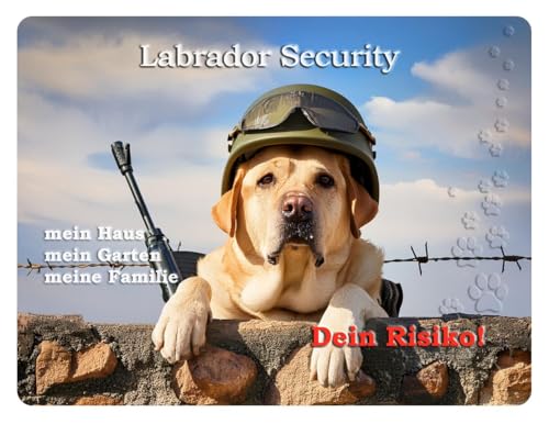 Merchandise for Fans Warnschild - Schild 30x40cm Motiv: Hund Labrador Retriever Security (007) von Merchandise for Fans
