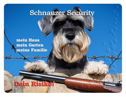 Merchandise for Fans Warnschild - Schild 30x40cm Motiv: Hund Schnauzer Security (002) von Merchandise for Fans