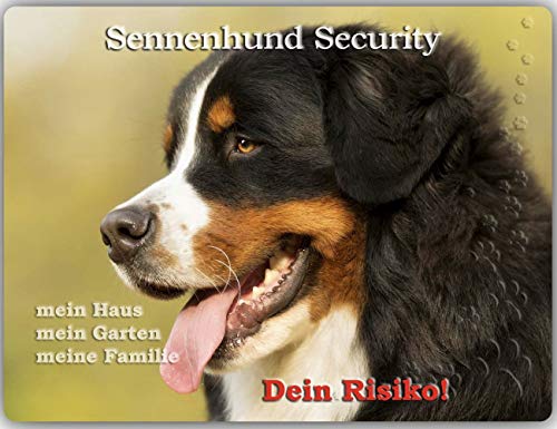 Merchandise for Fans Warnschild - Schild aus Aluminium 15x20cm - Motiv: Berner Sennenhund Security (02) von Merchandise for Fans