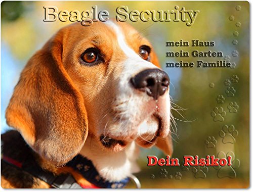 Merchandise for Fans Warnschild - Schild aus Aluminium - 20x30cm Motiv: Beagle Security (02) von Merchandise for Fans