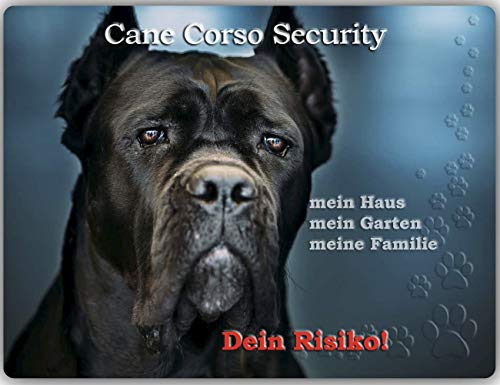Merchandise for Fans Warnschild - Schild aus Aluminium 20x30cm - Motiv: Cane Corso Security (02) von Merchandise for Fans