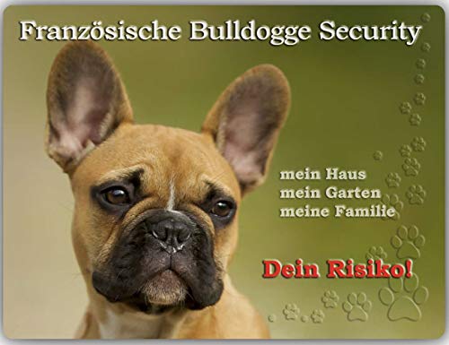 Merchandise for Fans Warnschild - Schild aus Aluminium 20x30cm - Motiv: Französische Bulldogge Security (01) von Merchandise for Fans