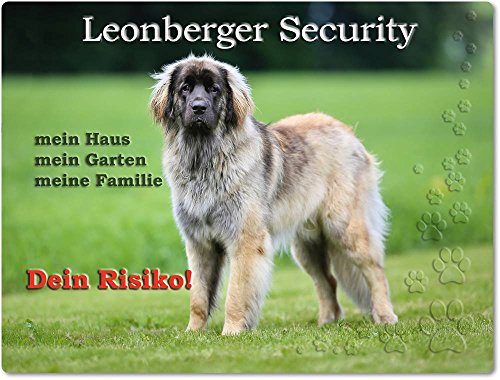 Merchandise for Fans Warnschild - Schild aus Aluminium - 20x30cm Motiv: Leonberger Security (01) von Merchandise for Fans