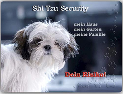 Merchandise for Fans Warnschild - Schild aus Aluminium - 20x30cm Motiv: Shi Tzu Security (01) von Merchandise for Fans