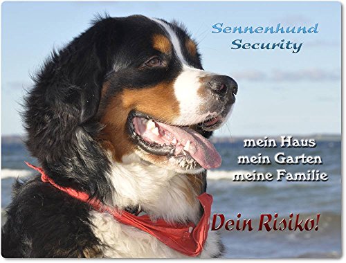 Merchandise for Fans Warnschild - Schild aus Aluminium 30x40cm - Motiv: Berner Sennenhund Security (01) von Merchandise for Fans