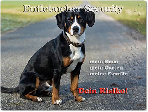 Merchandise for Fans Warnschild - Schild aus Aluminium 30x40cm - Motiv: Entlebucher Sennenhund Security (02) von Merchandise for Fans