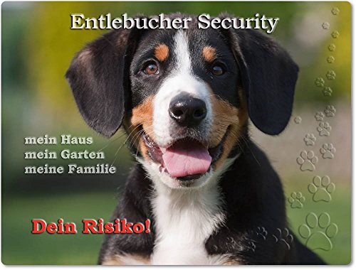 Merchandise for Fans Warnschild - Schild aus Aluminium 30x40cm - Motiv: Entlebucher Sennenhund Security (03) von Merchandise for Fans