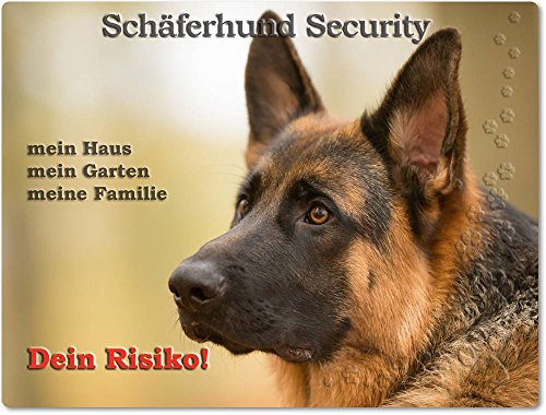 Merchandise for Fans Warnschild - Schild aus Aluminium 30x40cm - Motiv: Schäferhund Security (03) von Merchandise for Fans