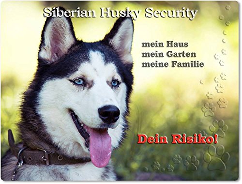 Merchandise for Fans Warnschild - Schild aus Aluminium 30x40cm - Motiv: Siberian Husky Security (01) von Merchandise for Fans