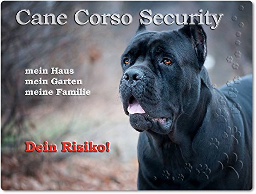 Merchandise for Fans Warnschild - Schild aus Aluminium Größe: 15x20cm - Motiv: Cane Corso Security (01) von Merchandise for Fans