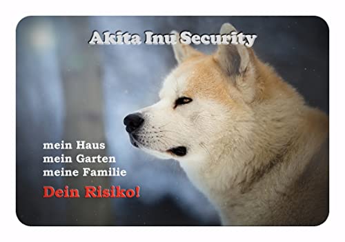 Merchandise for Fans Warnschild - Schild aus Aluminium - Motiv: Akita Inu (01) - Größe: 30x20cm (02) von Merchandise for Fans