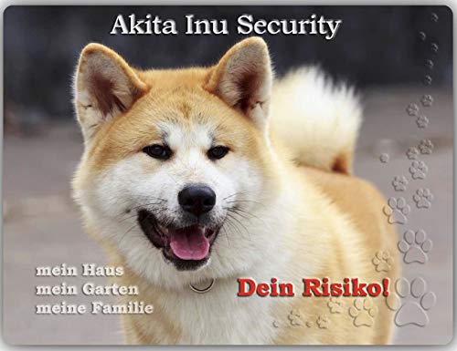 Merchandise for Fans Warnschild - Schild aus Aluminium Motiv: Akita Inu (01) - Größe: 30x40cm von Merchandise for Fans