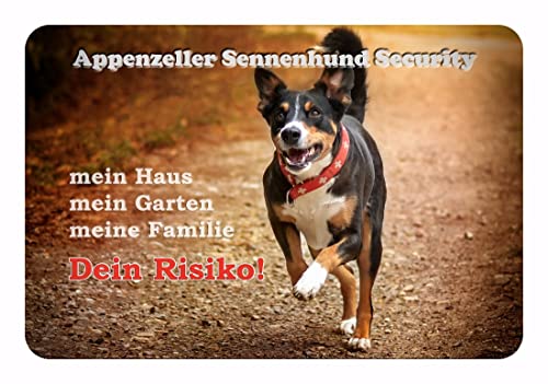 Merchandise for Fans Warnschild - Schild aus Aluminium Motiv: Appenzeller Sennenhund (03) - Größe: 30x40cm von Merchandise for Fans