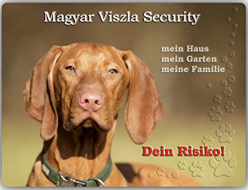 Merchandise for Fans Warnschild - Schild aus Aluminium - Motiv: Magyar Viszla Security (01) - Größe: 30x20cm (01) von Merchandise for Fans